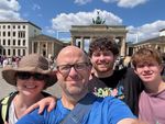 Ben and Ian in front of the UEFA Euro booth in the Brandenburg Gate Fanzone