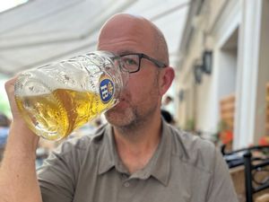 During dinner (first of many Radlers consumed on this trip)